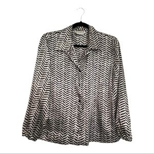 80s Vintage White/Black Satin Top